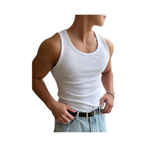 Camiseta sin mangas para hombre, cuello redondo, básica, ajustada, tipo chaleco, camiseta interior muscular - Product Image 1