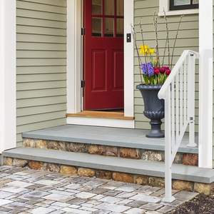 Transitional Iron Handrails <b>for</b> <b>Outdoor</b> <b>Steps</b> White with Installation Kit <b>for</b> 2-<b>Step</b> Furniture - Product Image 4