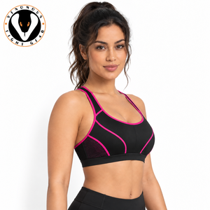 High Quality Women's <b>Racerback</b> Sports <b>Bra</b> with Front Logo Comfortable Support Lightweight Fabric for Fitness & Daily Workouts - Product Image 4