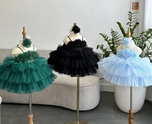 Vestido de Princesa con Detalle de Rosas para Niñas de 57 Pulgadas, con Tirantes Ajustables y Falda de Tul Esponjosa de Múltiples Capas, para Cumpleaños y Eventos Especiales - Product Image 1