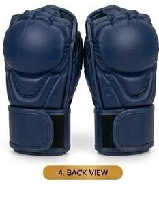 Blue MMA Gloves PU Leather Half Finger Boxing Training with <b>Velcro</b> Wrist Support - Product Image 5