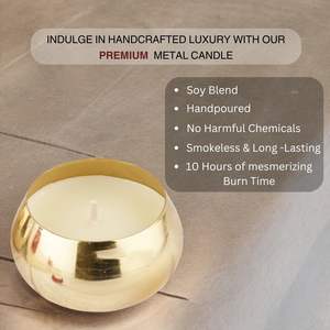 Vela Aromática Redonda de Metal Dorado, Mezcla de Soja, Sin Humo, para Decoración del Hogar, Eventos y Regalos - Product Image 4