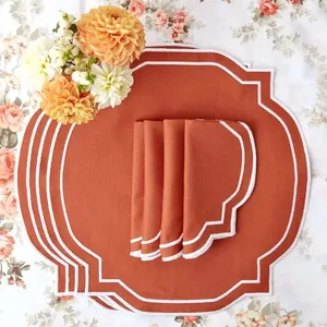 Set de table en lin tissé à la main avec broderie, style européen, écologique, personnalisable, décoration de table à manger - Product Image 2