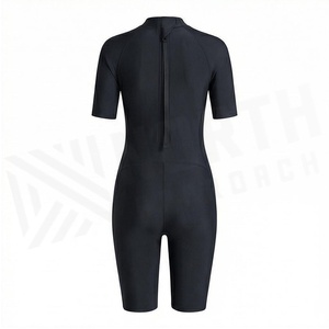North Approach Women's One Piece Neoprene <b>Wetsuit</b> Short Sleeve High Neck Quick Dry Swimwear Solid Black - Product Image 2