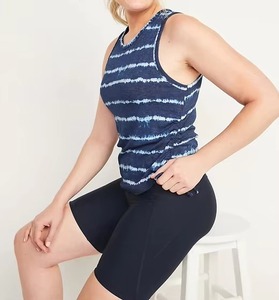 Débardeur tricoté sans manches pour femme, tie-dye rayé, respirant, décontracté, pour le sport, bleu-vert - Product Image 6