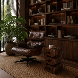 S-Flow Stool Artistic Side <b>Table</b> Solid Deep <b>Walnut</b> Finish Contemporary Stackable Wood Furniture for Home and Hospitality Spaces - Product Image 6