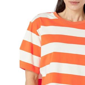 T-shirts courts décontractés d'été en coton pour femmes, personnalisables avec logo OEM, à manches courtes et coupe oversize, motif à carreaux - Product Image 5