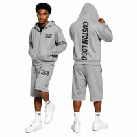 Conjunto Deportivo Personalizado al por Mayor con Logotipo Personalizado, Sudadera con Capucha y Pantalones Cortos Unisex para Hacer Ejercicio, Conjunto de Dos Piezas
