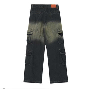 Jeans en denim décontractés Hip Hop, streetwear vintage, étiquetage personnalisé, fabricant de vêtements de haute qualité, nouveau design, pantalon cargo ample - Product Image 2