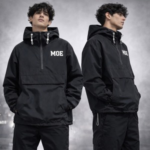 Chaqueta Impermeable para Hombre con Capucha y Bolsillos Grandes, Diseño de Media Cremallera, Estilo Techwear, con Efecto de Cambio de Color - Product Image 6