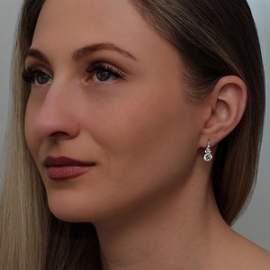 Luxury Cluster Lever back <b>Earrings</b> 925 Sterling Silver Round Lab Grown Diamond <b>Fine</b> Jewelry 14K Gold EF Color Wedding <b>Earrings</b> - Product Image 5