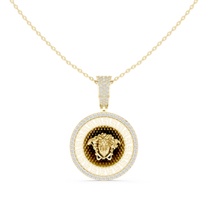 Collier pendentif en or jaune 14 carats plaqué rhodium avec chaîne à maillons et pavé de diamants, bijoux pour femme, cadeau - Product Image 1