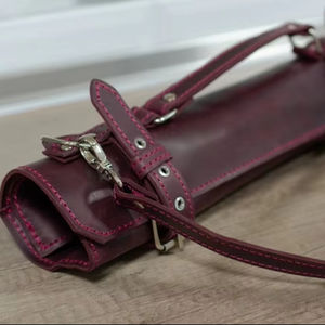 Ensemble de rouleaux à couteaux en cuir véritable de haute qualité et durable, sac de transport fonctionnel pour la protection des couteaux LKR-0300 - Product Image 1