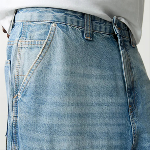 2026 Summer High-Grade Solid Color Straight Jeans for Men Vintage Pure Cotton Denim Baggy <b>Pants</b> Loose Wide-leg Casual Design - Product Image 6