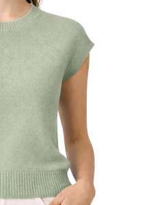 Suéter de Punto sin Mangas para Mujer, Color Verde Claro, Bordado Floral, Cuello Redondo, Suave, Ligero, Informal, Chaleco de Verano, Top Elegante y Moderno - Product Image 2