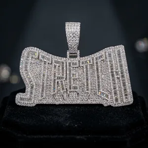 Pendentifs personnalisables en argent sterling plaqué or rose avec lettres, chiffres, logos, moissanite glacée, bijoux fins, style hip-hop - Product Image 1