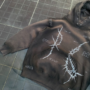 เสื้อฮู้ดดี้ฟลีซปักลายหนัก 450gsm สำหรับวัยรุ่น สไตล์ดิสเทรส ดีไซน์สั่งทำได้ สินค้าขายดีสุดฮิต ทันสมัย - Product Image 3