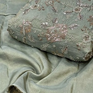 Export Quality Embroidered Silk Fabric with Beads Bulk Supply Silk Fabric with Beaded Embroidery For Clothing Industry Beaded - Product Image 4