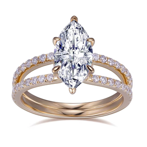 New Fashion Custom Jewelry Engagement <b>Ring</b> 925 Sterling Silver 14K Gold Marquise Cut Moissanite Diamond <b>Ring</b> For Anniversary - Product Image 1