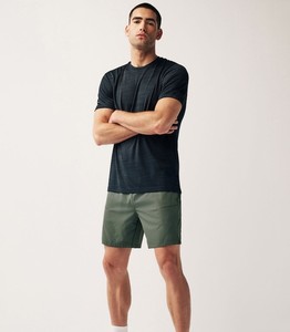 Khaki Green 7 Inch Active Gym Breathable Elastic Waist Mid Eco-Friendly Woven Bermuda Sports Short - Product Image 3