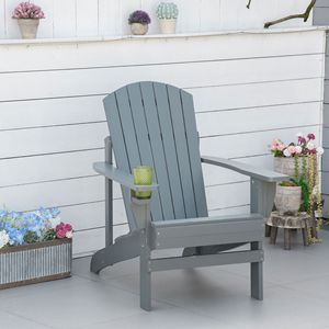 Sedia Adirondack Oversize Grigio Scuro con Portabicchieri per Uso Esterno, Falò, Portico, Patio o Giardino - Product Image 2