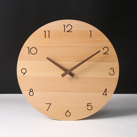 Horloge mécanique silencieuse en bambou de style antique, affichage 12 heures, finition brun clair, verre frontal, pendule, pour salon