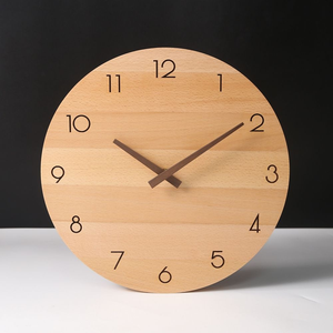 Horloge numérique électrique silencieuse en bambou de style antique avec affichage à aiguilles 12 heures, finition brun clair, pendule en verre - Product Image 5