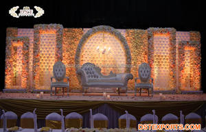 Punjabi Wedding Dholki Ceremony Stage Decor Traditional Fiberglass <b>Mirror</b> Backdrop <b>Panels</b> Jharokha Design Durable Customized - Product Image 2