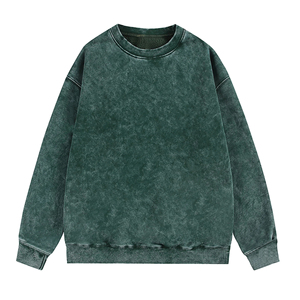 เสื้อสเวตเชิ้ตวินเทจคุณภาพดี ล้างสีแบบแอซิดวอช ผู้ชาย ผ้าฝ้าย สไตล์สตรีทลำลอง คอกลม รับผลิตตามแบบ OEM แบรนด์ส่วนตัว - Product Image 4