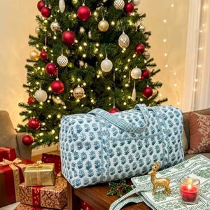 Bolsa de Viaje Grande de Algodón para Fin de Semana, Bolsa de Lona Acolchada Hecha a Mano, Bolsa de Equipaje de Mano con Estampado de Bloques, Bolsas para Mujer - Product Image 6