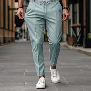 Hot-selling Men's Solid-color, Simple, <b>Large</b>-sized Business, Form-fitting, and Small-leg Casual Pants in Spring and Autumn - Product Image 6