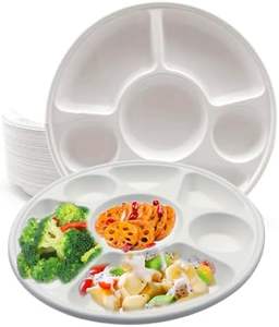 Platos de comida duraderos de 7 compartimentos, bagazo de caña de azúcar ecológico, vajilla biodegradable, Material de papel almacenado, respetuoso con el medio ambiente - Product Image 2