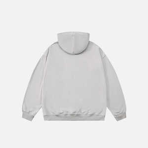 Fashion Poetry Sweat à capuche coupe ample, effet vieilli, imprimé lettres effet éclaboussures d'encre, en molleton bouclette 100% coton, délavé à l'acide et effet soleil, coupe oversize - Product Image 2