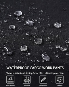 Pantalon de travail noir pour homme, taille élastique, plusieurs poches, tissu en toile respirant, coupe droite pour une utilisation en extérieur - Product Image 5