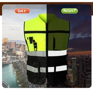 High Visibility Safety Vest With Reflective Stripes And <b>Multiple</b> Pockets Unisex Workwear Logo Printing - Product Image 5