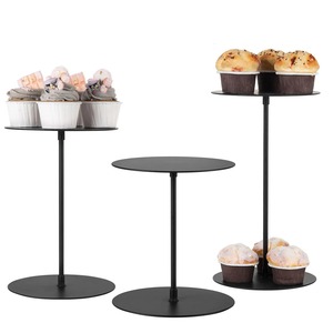 Ensemble de 3 supports à gâteau ronds en métal noir, réutilisables, pour cupcakes et desserts - Product Image 1