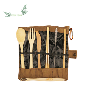 Natural <b>Bamboo</b> Flatware Set Reusable Travel Cutlery Spoon Set Handcrafted in Vietnam - Product Image 6