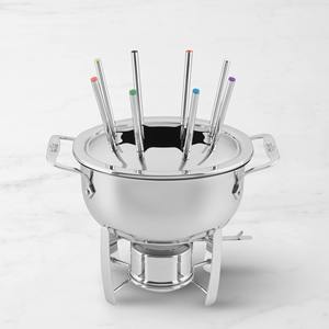 Ensemble de fondue en acier inoxydable de qualité supérieure, poli miroir, pour fromage et chocolat, avec fourchettes à code couleur et support de brûleur - Product Image 3
