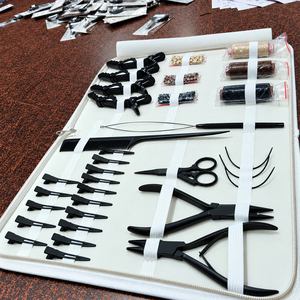 Kit d'outils professionnels pour extensions de cheveux : micro-anneaux, pince, enfileur, ciseaux, pinces, peigne – Kit complet pour salon de coiffure - Product Image 2