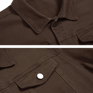 Veste en jean unie personnalisée pour homme, style urbain décontracté, coupe-vent, imperméable, grande taille, boutonnée, pour l'hiver - Product Image 6