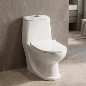 Inodoro de Cerámica Moderno de Una Pieza con Sistema de Doble Descarga y Sifón en P para Proyectos Residenciales y Comerciales - Product Image 4