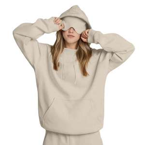 Sudadera con capucha de forro polar de color liso, antiencogimiento, para mujer, informal, holgada, con parte delantera larga, chaqueta de invierno, gran oferta 2026 - Product Image 3