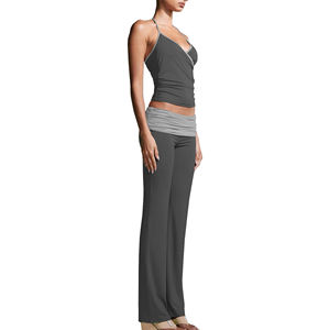 Nuevo Diseño, Conjunto de Top Deportivo Sin Mangas de Spandex/Poliéster y Pantalones Acampanados de Cintura Alta para Mujer - Product Image 4