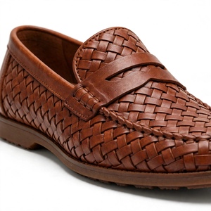 Meilleures chaussures mocassins en cuir tressé marron pour hommes, à bout rond, à enfiler, avec semelle intérieure confortable, pour le bureau et les occasions professionnelles, toutes saisons, semelle extérieure en caoutchouc, de BD - Product Image 3