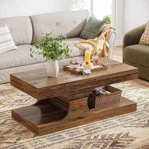 Mesa de centro de madera maciza con acabado natural, diseñada para una elegante disposición en la sala de estar. - Product Image 3