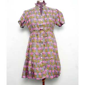 Women Floral Print Short <b>Dress</b> Boho Chic Summer Midi <b>Dress</b> Casual Beach Vacation Outfit Lightweight Party Wear 100% Cotton - Product Image 1