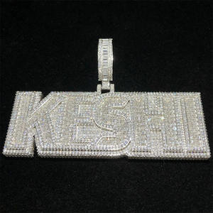 Personality Hip Hop Sterling Silver Moissanite <b>Name</b> Mosaic Alphabet Pendant for Men - Product Image 4