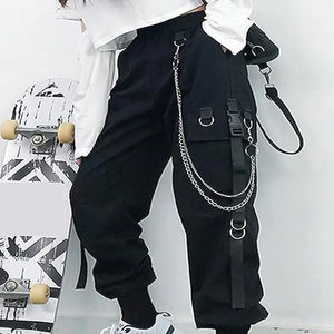 Pantalon cargo gothique taille haute pour femme, jeans baggy en denim style streetwear, vente en gros à faible MOQ, à prix abordable - Product Image 2