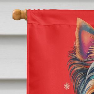 Yorkshire Terrier vacaciones Navidad gran porche decorativo patio Banner Multicolor poliéster casa tamaño pared colgante bandera para - Product Image 3