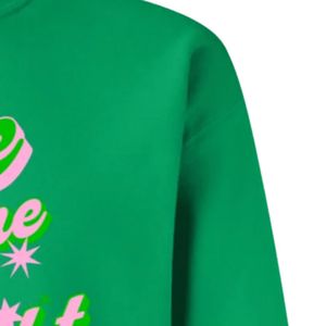 Sudadera Gráfica Verde One Nine Oh Eight con Cuello Redondo, Manga Larga, Puños Acanalados, Top Casual de Forro Polar para Mujer, Moda Urbana - Product Image 5